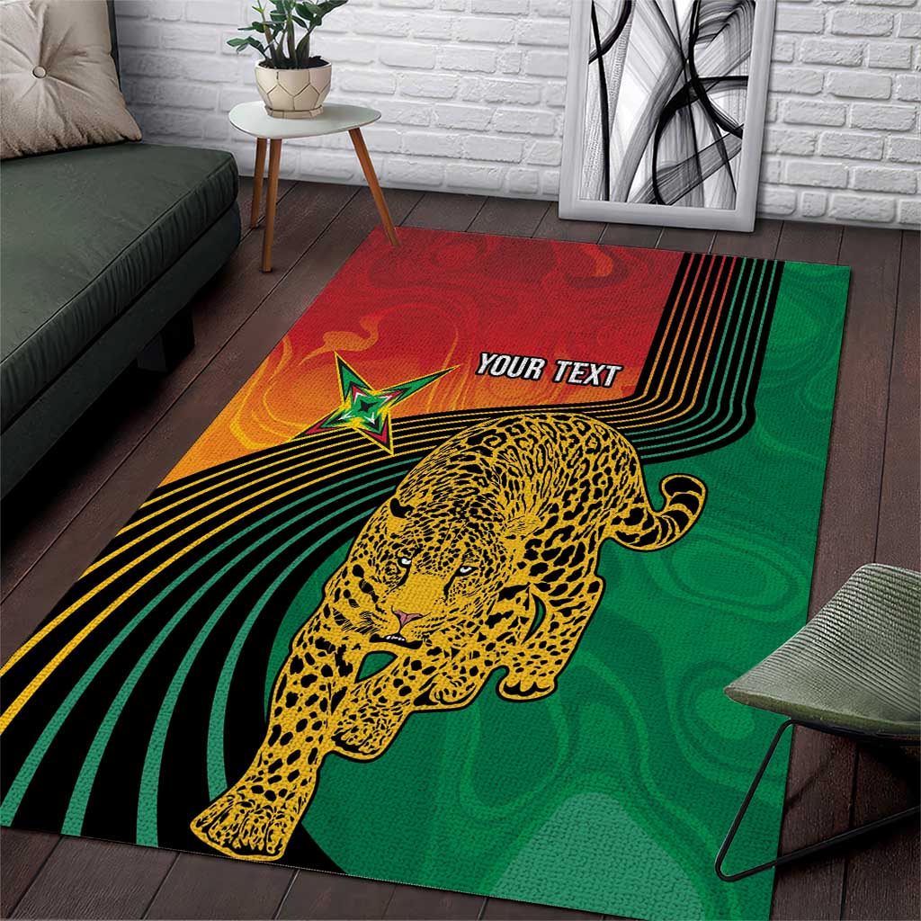 Personalized Afro Guyana Cricket Amazon Warriors Area Rug Fierce Jaguars - African Pride