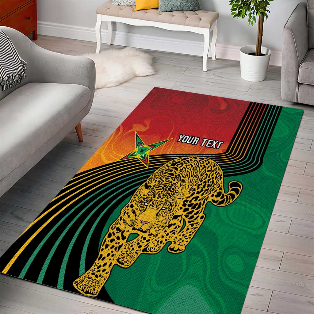 Personalized Afro Guyana Cricket Amazon Warriors Area Rug Fierce Jaguars - African Pride