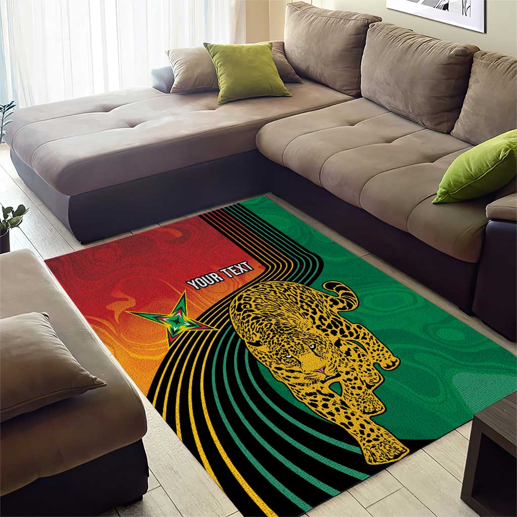 Personalized Afro Guyana Cricket Amazon Warriors Area Rug Fierce Jaguars - African Pride