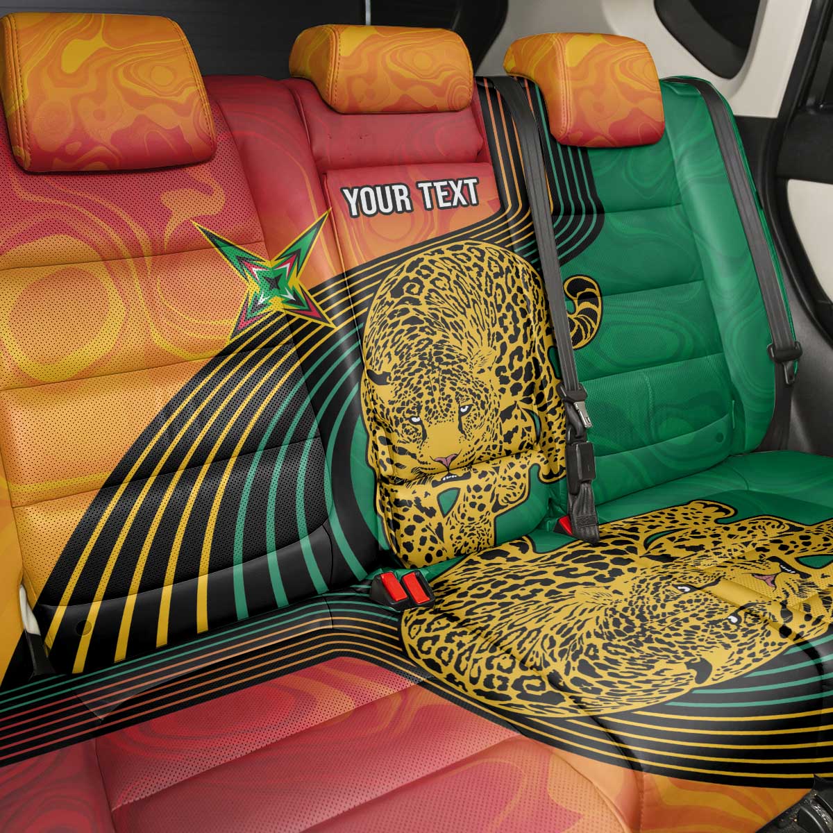 Personalized Afro Guyana Cricket Amazon Warriors Back Car Seat Cover Fierce Jaguars - African Pride