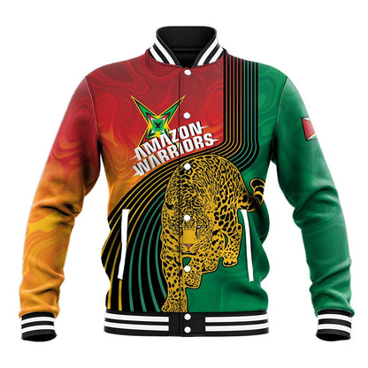 Personalized Afro Guyana Cricket Amazon Warriors Baseball Jacket Fierce Jaguars - African Pride