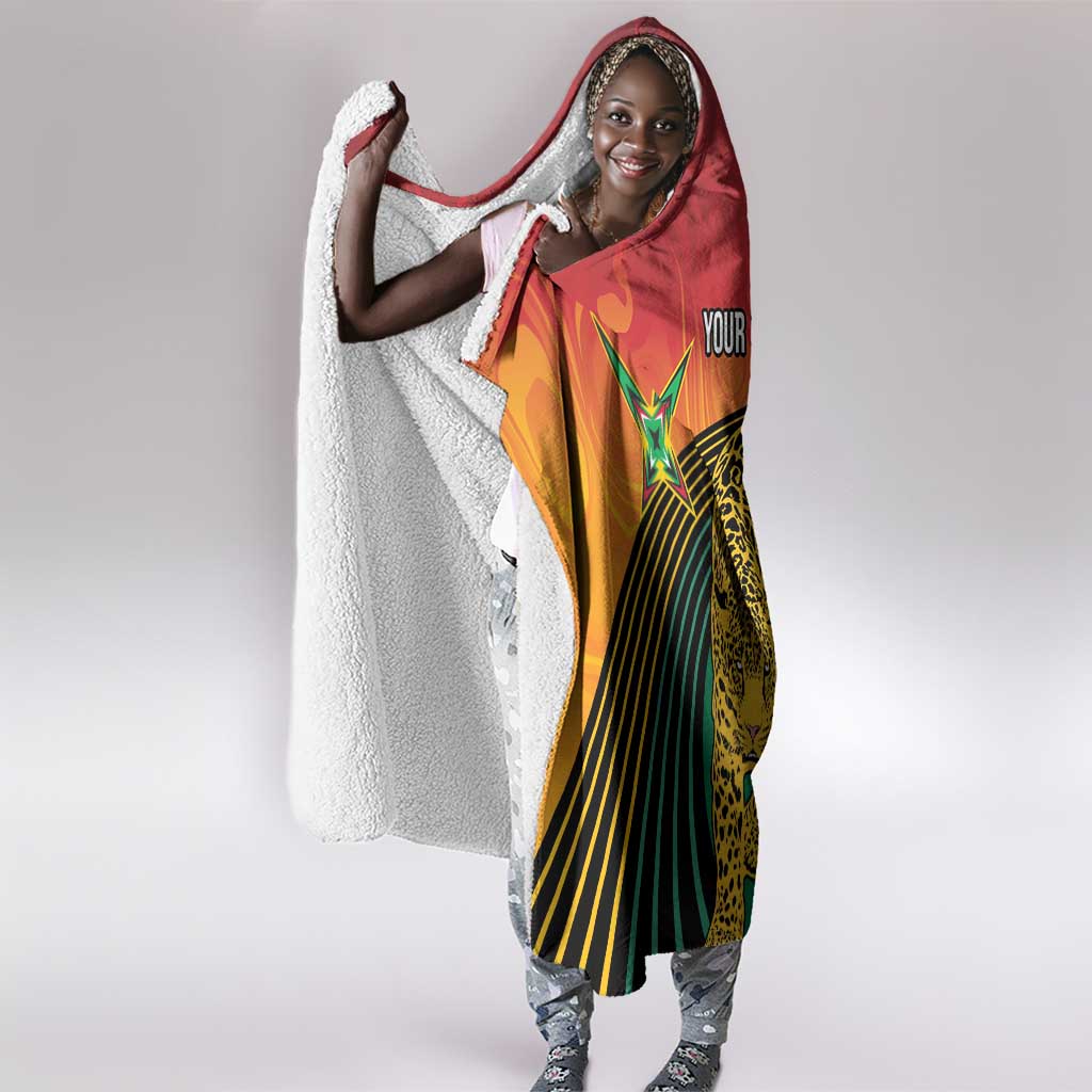 Personalized Afro Guyana Cricket Amazon Warriors Hooded Blanket Fierce Jaguars - African Pride