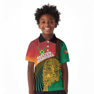 Personalized Afro Guyana Cricket Amazon Warriors Kid Polo Shirt Fierce Jaguars - African Pride