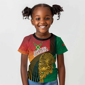 Personalized Afro Guyana Cricket Amazon Warriors Kid T shirt Fierce Jaguars - African Pride