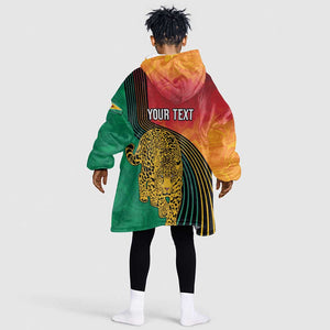 Personalized Afro Guyana Cricket Amazon Warriors Kid Wearable Blanket Hoodie Fierce Jaguars - African Pride