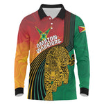 Personalized Afro Guyana Cricket Amazon Warriors Long Sleeve Polo Shirt Fierce Jaguars - African Pride