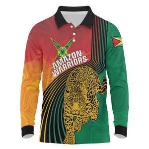 Personalized Afro Guyana Cricket Amazon Warriors Long Sleeve Polo Shirt Fierce Jaguars - African Pride