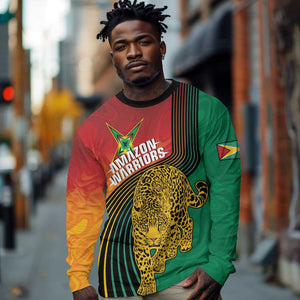 Personalized Afro Guyana Cricket Amazon Warriors Long Sleeve Shirt Fierce Jaguars - African Pride