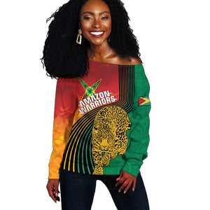 Personalized Afro Guyana Cricket Amazon Warriors Off Shoulder Sweater Fierce Jaguars - African Pride