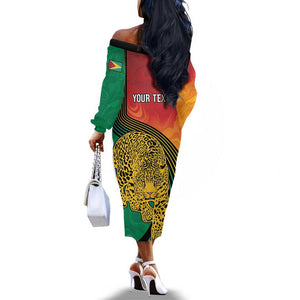 Personalized Afro Guyana Cricket Amazon Warriors Off The Shoulder Long Sleeve Dress Fierce Jaguars - African Pride