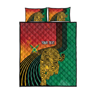 Personalized Afro Guyana Cricket Amazon Warriors Quilt Bed Set Fierce Jaguars - African Pride