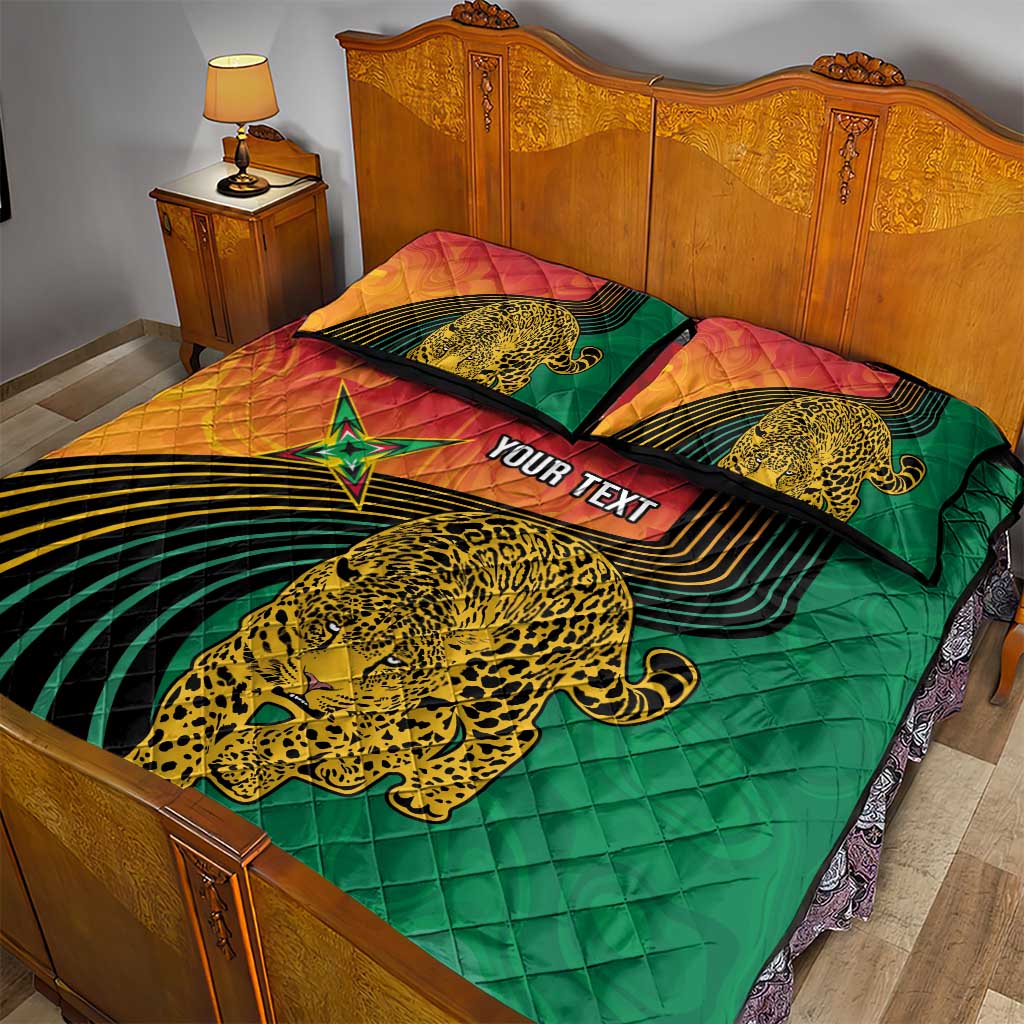 Personalized Afro Guyana Cricket Amazon Warriors Quilt Bed Set Fierce Jaguars - African Pride