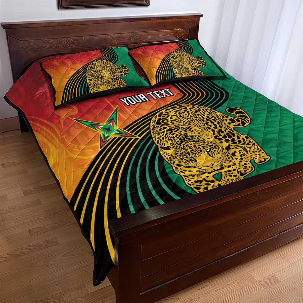 Personalized Afro Guyana Cricket Amazon Warriors Quilt Bed Set Fierce Jaguars - African Pride