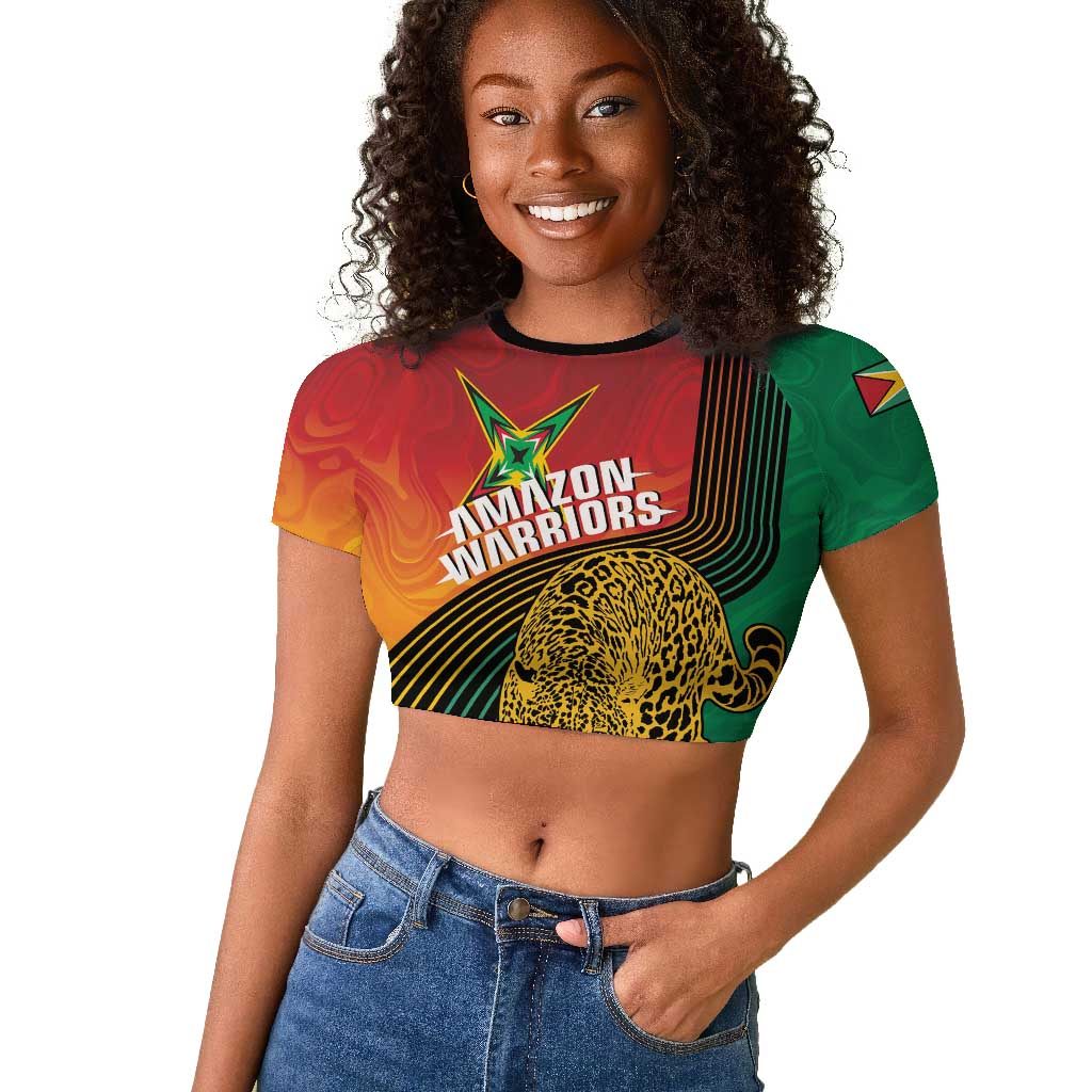 Personalized Afro Guyana Cricket Amazon Warriors Raglan Cropped T shirt Fierce Jaguars - African Pride