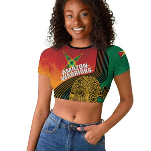 Personalized Afro Guyana Cricket Amazon Warriors Raglan Cropped T shirt Fierce Jaguars - African Pride