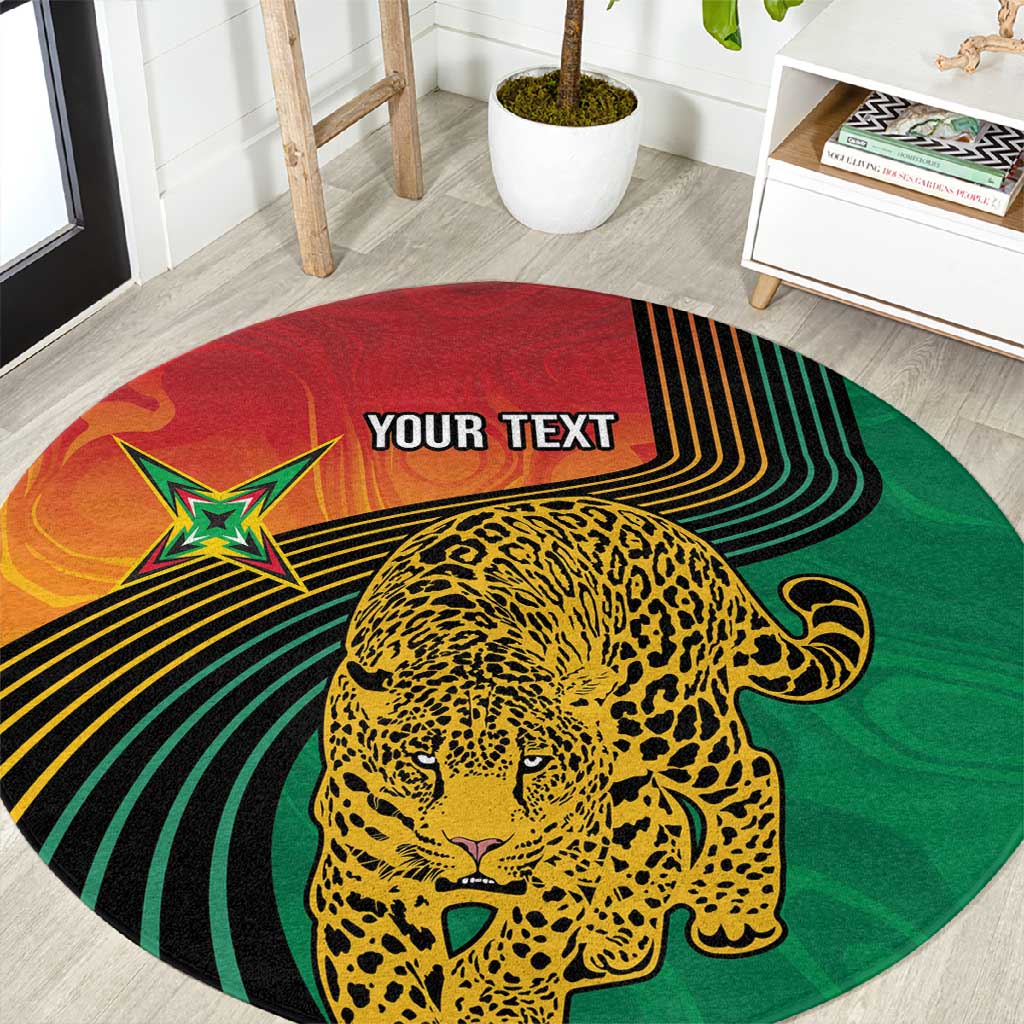 Personalized Afro Guyana Cricket Amazon Warriors Round Carpet Fierce Jaguars - African Pride