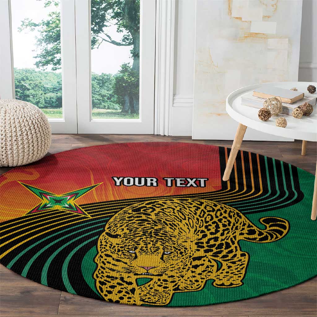 Personalized Afro Guyana Cricket Amazon Warriors Round Carpet Fierce Jaguars - African Pride