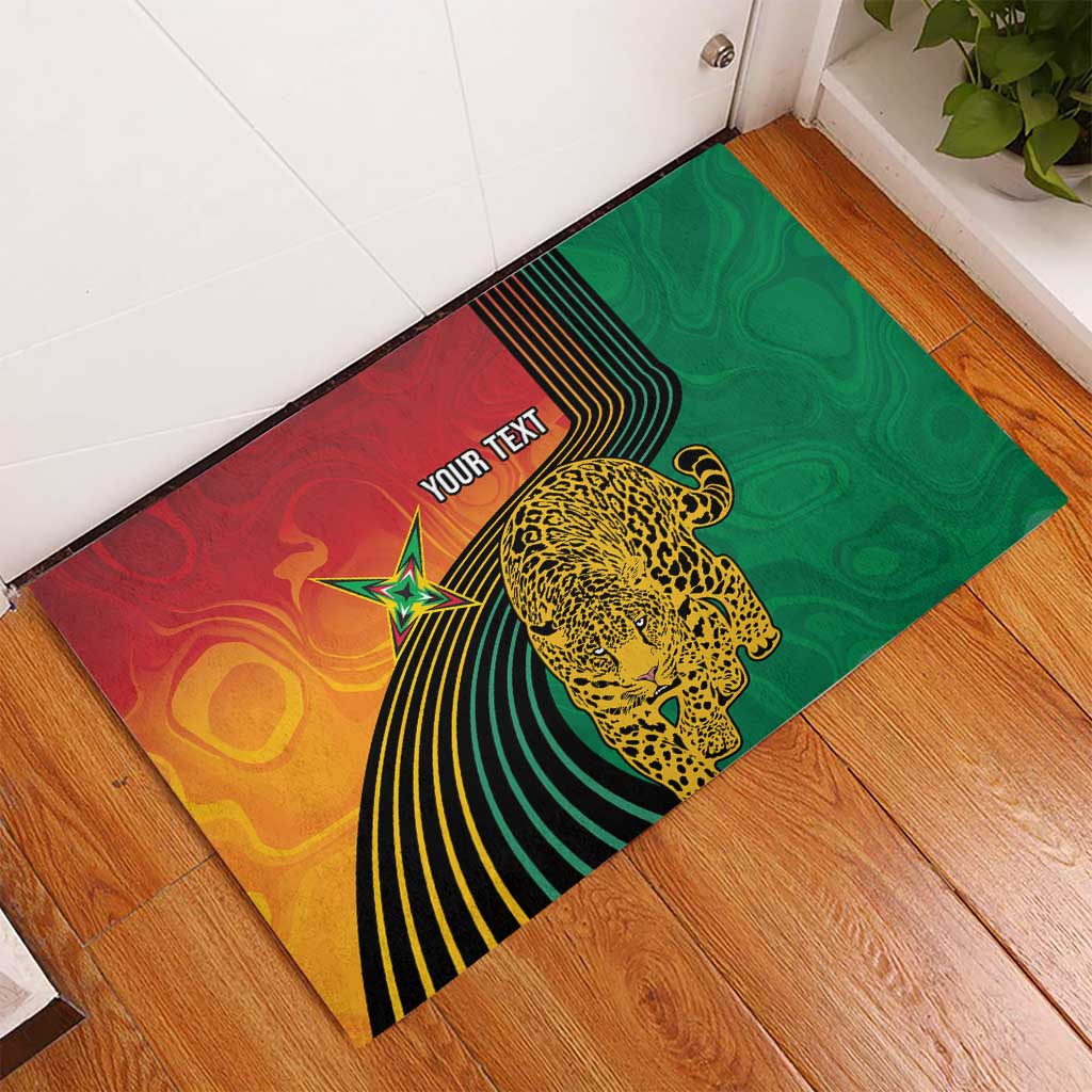 Personalized Afro Guyana Cricket Amazon Warriors Rubber Doormat Fierce Jaguars - African Pride