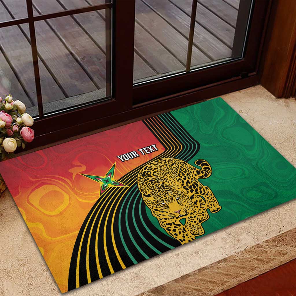 Personalized Afro Guyana Cricket Amazon Warriors Rubber Doormat Fierce Jaguars - African Pride