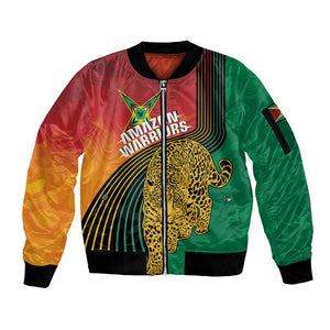 Personalized Afro Guyana Cricket Amazon Warriors Sleeve Zip Bomber Jacket Fierce Jaguars - African Pride