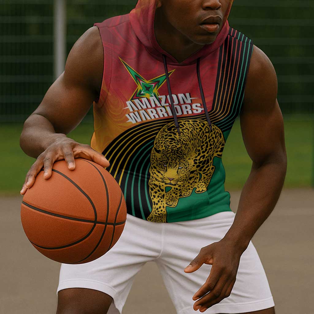 Personalized Afro Guyana Cricket Amazon Warriors Sleeveless Hoodie Fierce Jaguars - African Pride