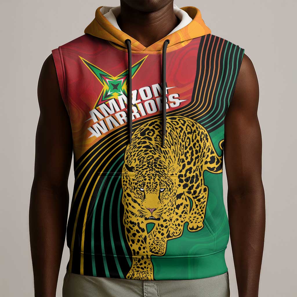Personalized Afro Guyana Cricket Amazon Warriors Sleeveless Hoodie Fierce Jaguars - African Pride