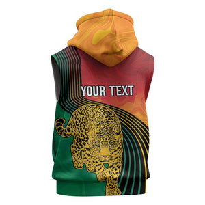Personalized Afro Guyana Cricket Amazon Warriors Sleeveless Zip Hoodie Fierce Jaguars - African Pride