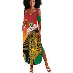 Personalized Afro Guyana Cricket Amazon Warriors Summer Maxi Dress Fierce Jaguars - African Pride