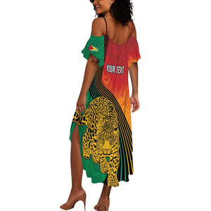 Personalized Afro Guyana Cricket Amazon Warriors Summer Maxi Dress Fierce Jaguars - African Pride