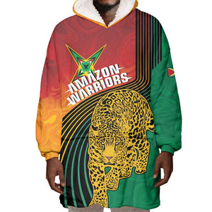 Personalized Afro Guyana Cricket Amazon Warriors Wearable Blanket Hoodie Fierce Jaguars - African Pride