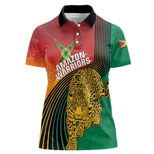 Personalized Afro Guyana Cricket Amazon Warriors Women Polo Shirt Fierce Jaguars - African Pride