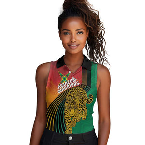 Personalized Afro Guyana Cricket Amazon Warriors Women Sleeveless Polo Shirt Fierce Jaguars - African Pride