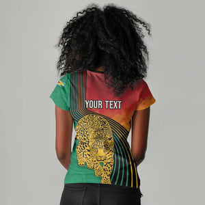 Personalized Afro Guyana Cricket Amazon Warriors Women V-Neck T-Shirt Fierce Jaguars - African Pride