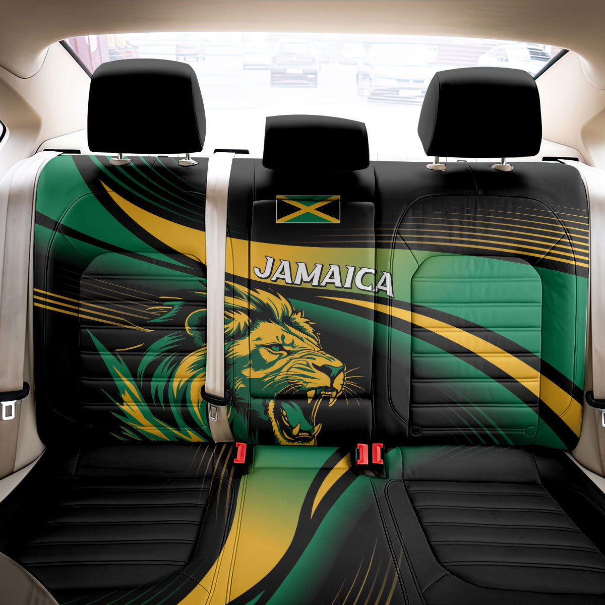 Afro-Jamaica Heritage Back Car Seat Cover Roaring Lion