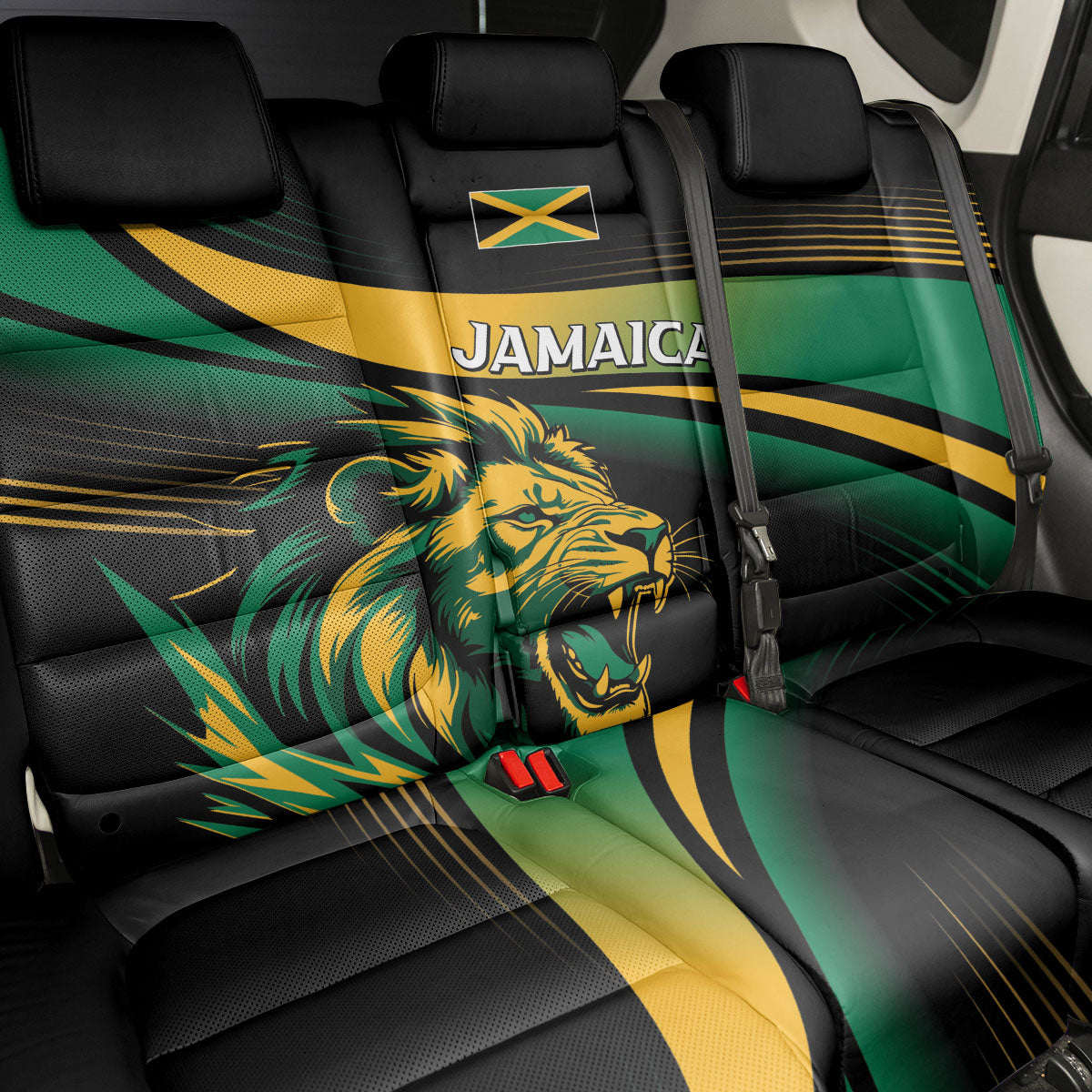 Afro-Jamaica Heritage Back Car Seat Cover Roaring Lion