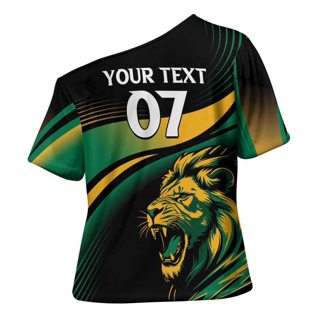 Afro-Jamaica Heritage Custom Cross Shoulder Shirt Roaring Lion