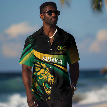 Afro-Jamaica Heritage Custom Hawaiian Shirt Roaring Lion