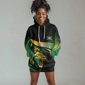 Afro-Jamaica Heritage Custom Hoodie Dress Roaring Lion