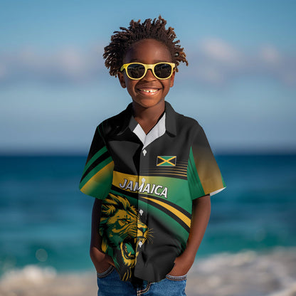 Afro-Jamaica Heritage Custom Kid Hawaiian Shirt Roaring Lion