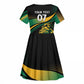 Afro-Jamaica Heritage Custom Kid Short Sleeve Dress Roaring Lion