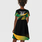 Afro-Jamaica Heritage Custom Kid Short Sleeve Dress Roaring Lion
