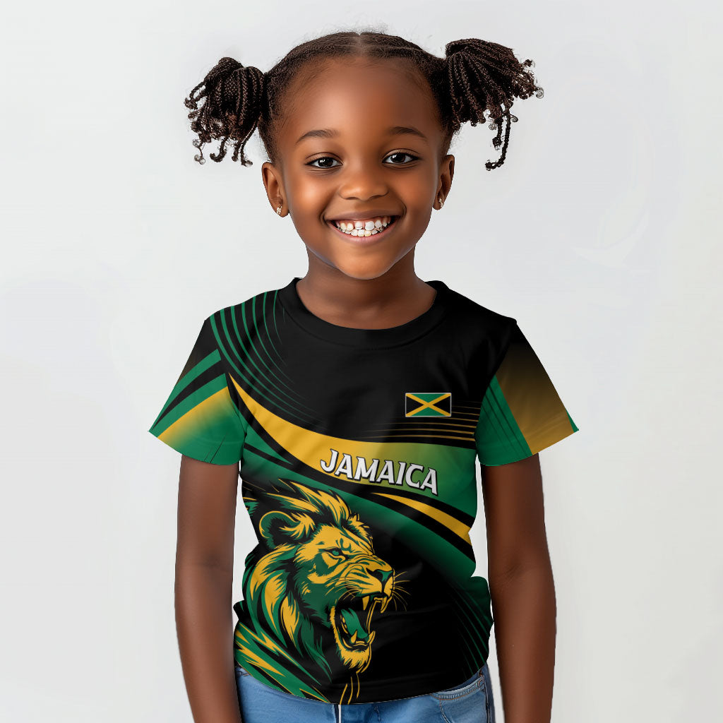 Afro-Jamaica Heritage Custom Kid T shirt Roaring Lion