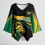 Afro-Jamaica Heritage Custom Kimono Sleeve Blouse Roaring Lion