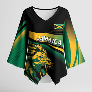 Afro-Jamaica Heritage Custom Kimono Sleeve Blouse Roaring Lion