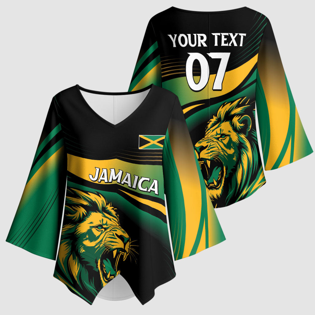 Afro-Jamaica Heritage Custom Kimono Sleeve Blouse Roaring Lion