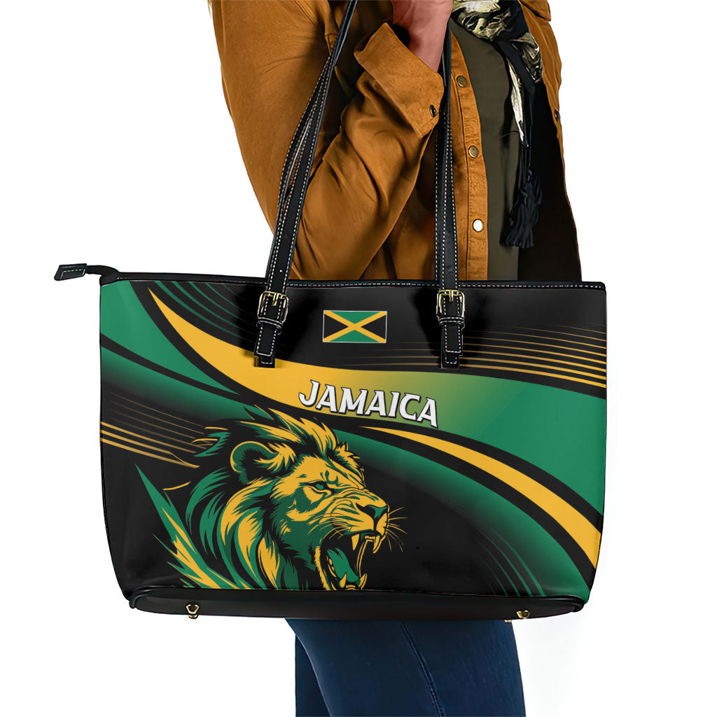 Afro-Jamaica Heritage Leather Tote Bag Roaring Lion