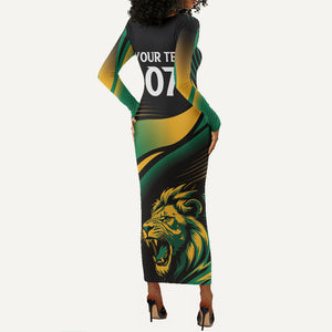 Afro-Jamaica Heritage Custom Long Sleeve Bodycon Dress Roaring Lion