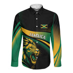 Afro-Jamaica Heritage Custom Long Sleeve Button Shirt Roaring Lion