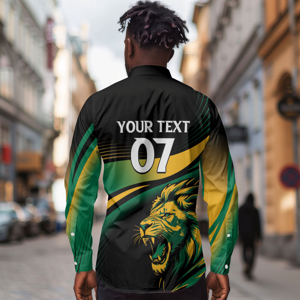 Afro-Jamaica Heritage Custom Long Sleeve Button Shirt Roaring Lion