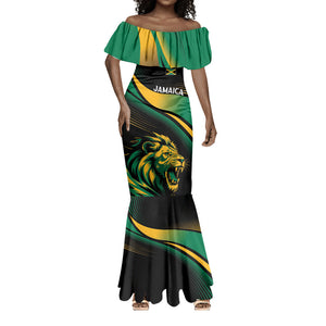 Afro-Jamaica Heritage Custom Mermaid Dress Roaring Lion